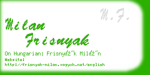 milan frisnyak business card